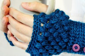 Puff Stitch Fingerless Gloves Crochet Pattern
