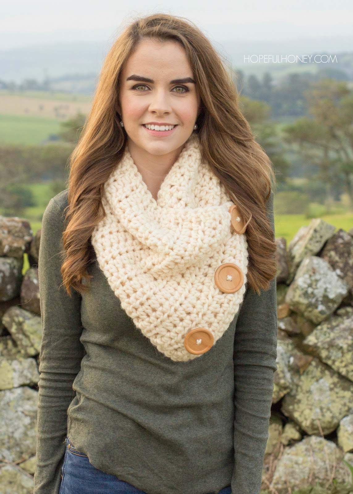 Basic Chunky Button Scarf - Crochet Pattern - Hopeful Honey
