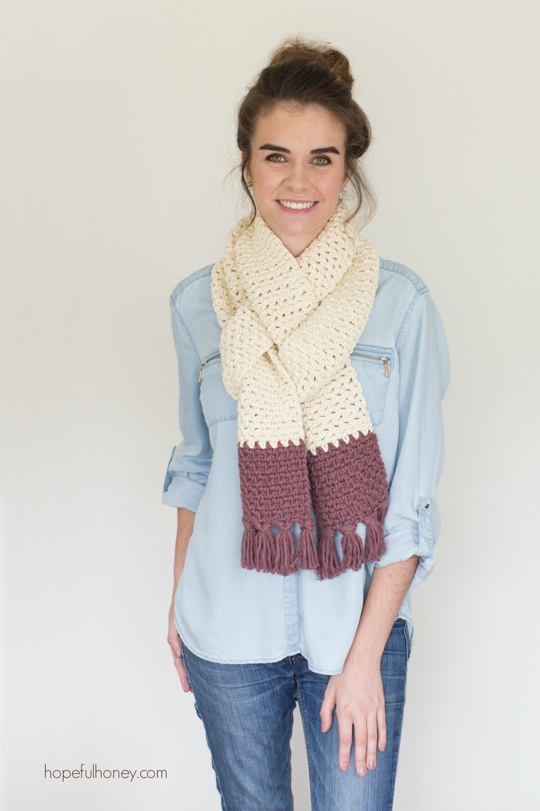Tasseled Chunky Scarf - Crochet Pattern - Hopeful Honey