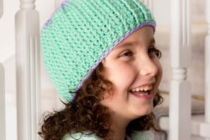 Lavender ~ 5 to 10 Year Old Ribbed Beanie Pattern
